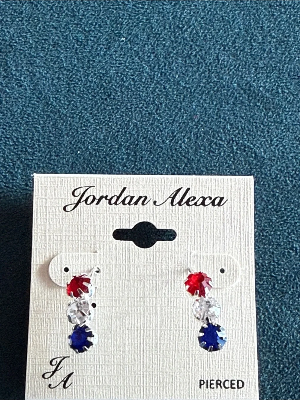 Red White Blue Triple Stone Drop Earrings